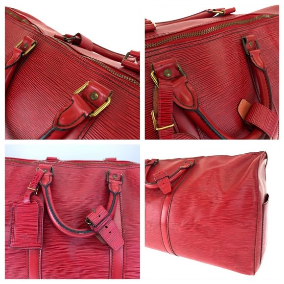 LOUIS VUITTON Epi Keepall 55 Red Gold Hardware Leather M42957 Travel Boston Bag - Picture 6 of 10